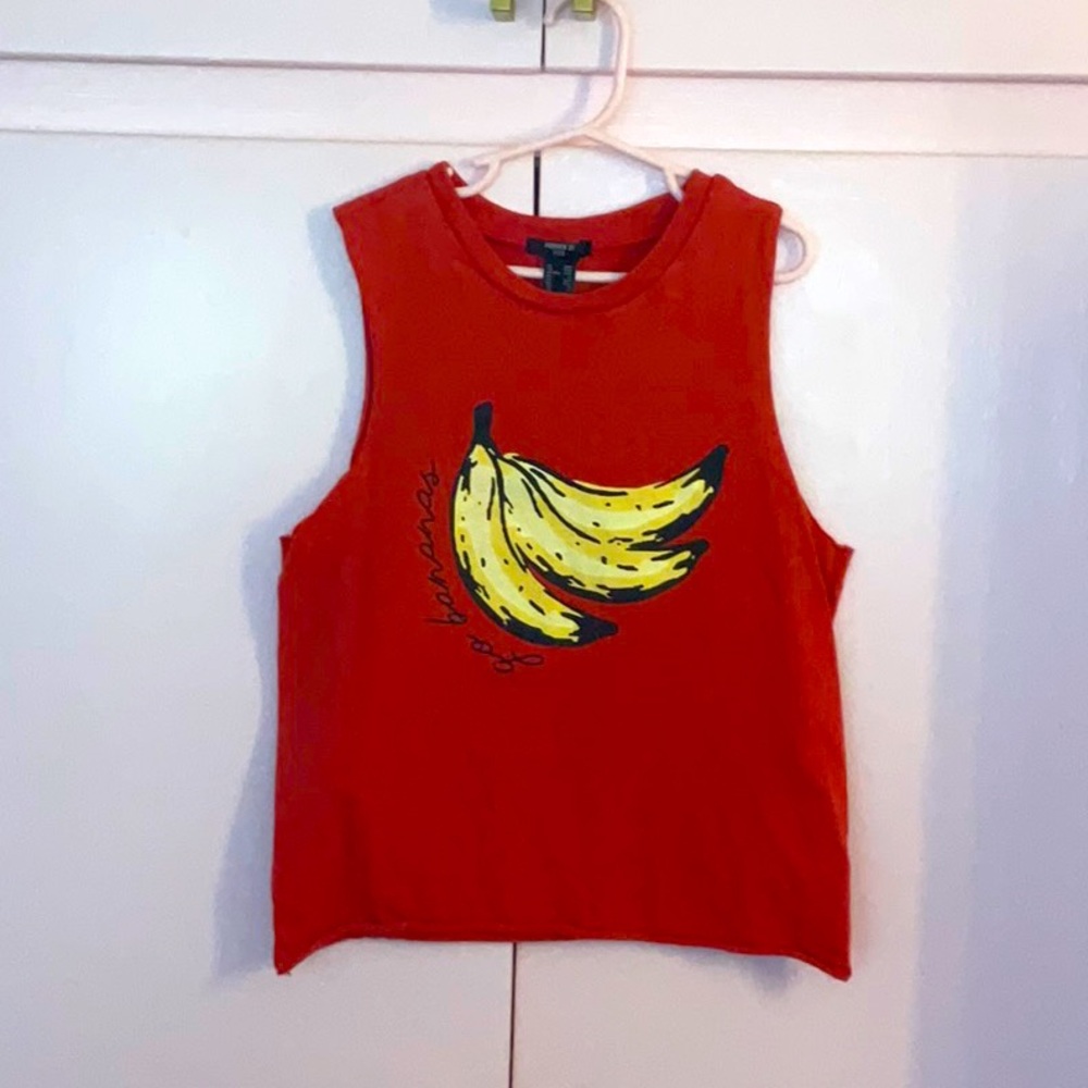 Forever 21 Kids Red Tank Top with Banana Decal Size 9/10